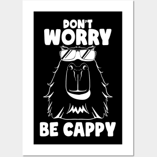 Don't Worry be Cappy Funny Capybara Face Rodent Capybaras Posters and Art